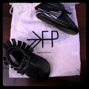 Freshly Picked Ebony Licorice Moccasins. Size 3